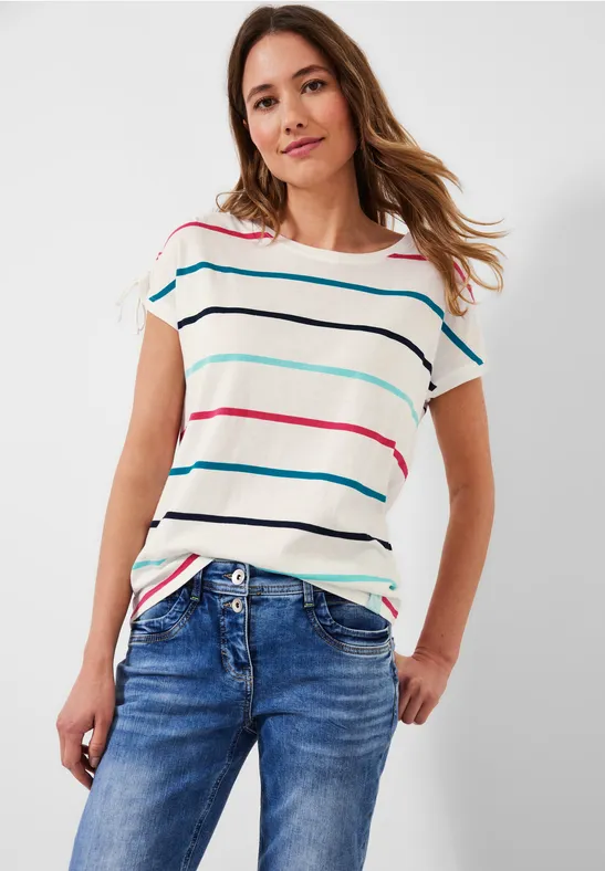 Streifenshirt mit Rundhals vanilla white
