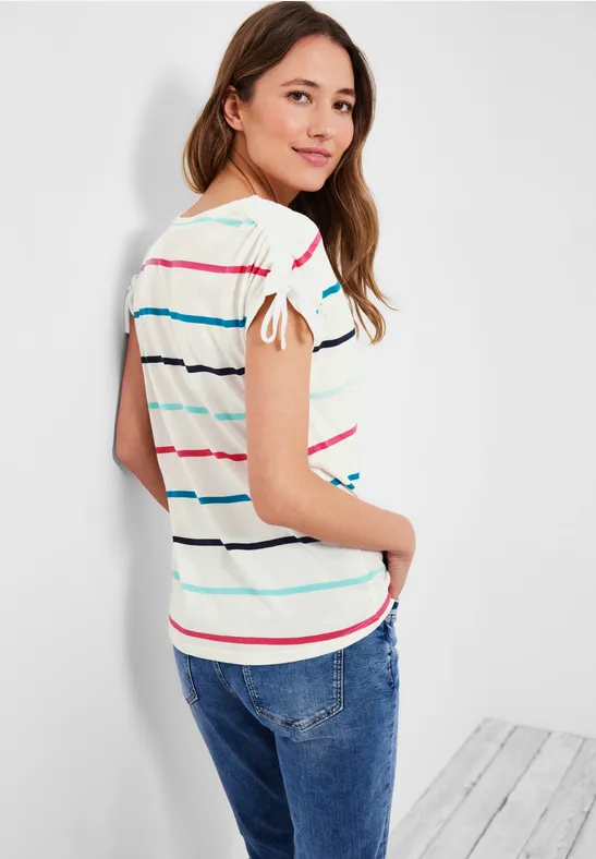 Streifenshirt mit Rundhals vanilla white