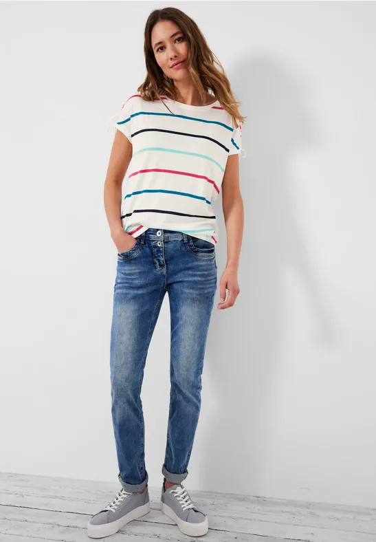 Streifenshirt mit Rundhals vanilla white