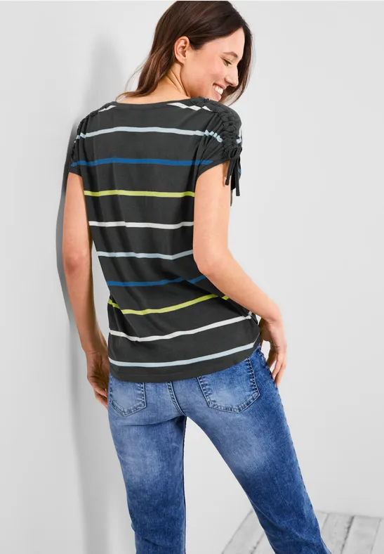 Streifenshirt mit Rundhals easy khaki