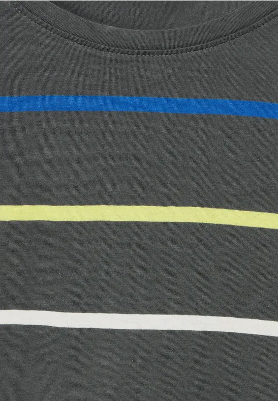 Streifenshirt mit Rundhals easy khaki