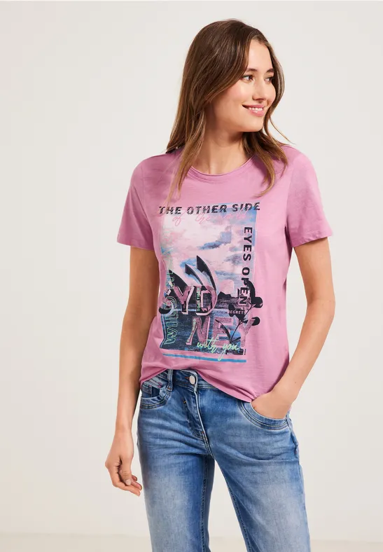 T-shirt met city-fotoprint light pink