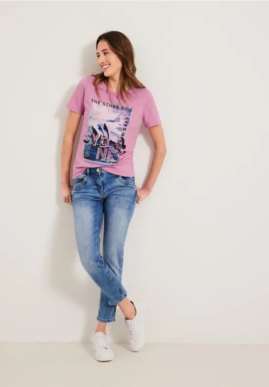 T-shirt met city-fotoprint light pink
