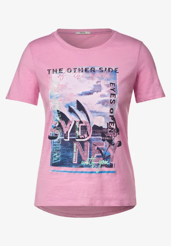 T-shirt met city-fotoprint light pink