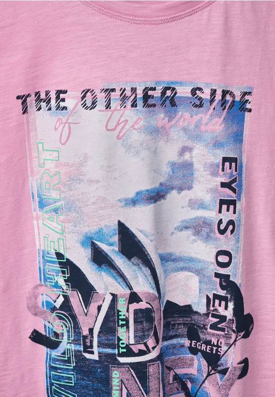 T-shirt met city-fotoprint light pink