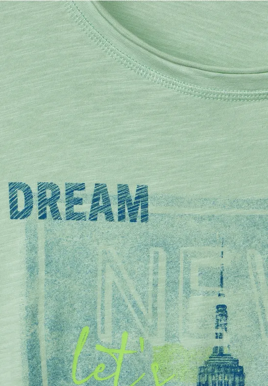 T-shirt met city-fotoprint fresh salvia green