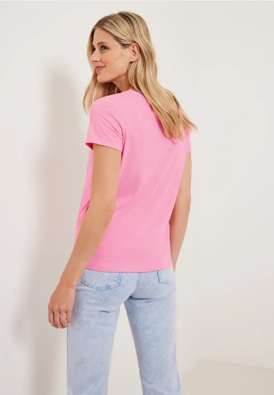T-Shirt mit Fotoprint soft neon pink