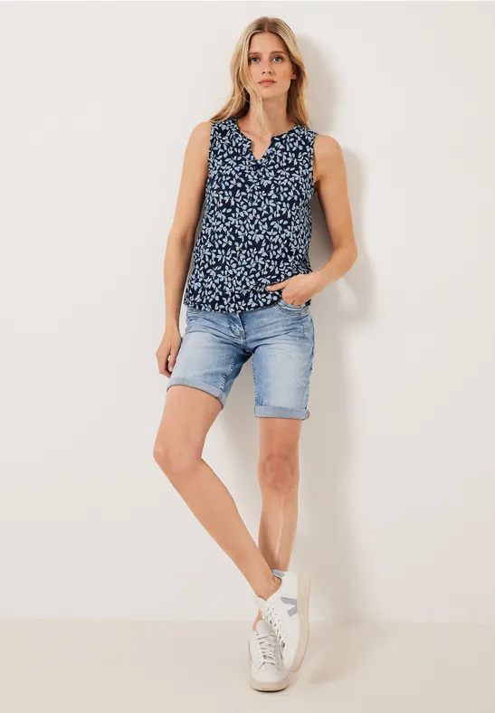 Top mit Minimalmuster deep blue