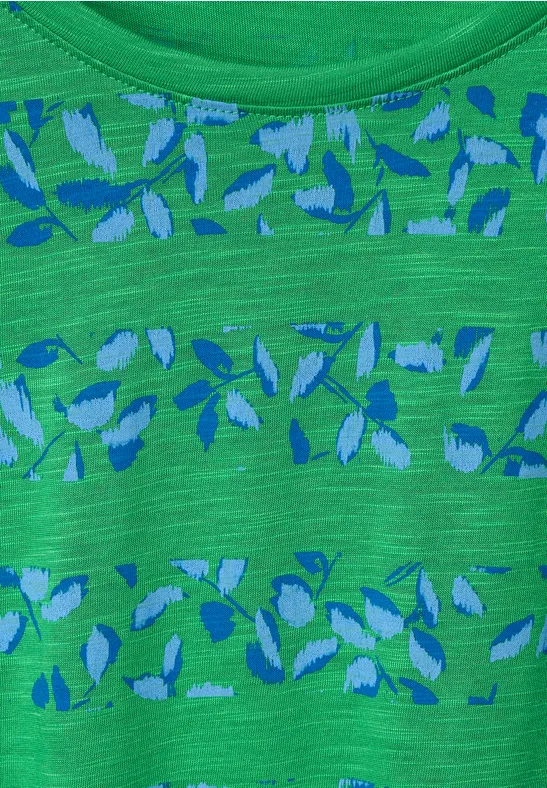 Florales Streifenshirt fresh green