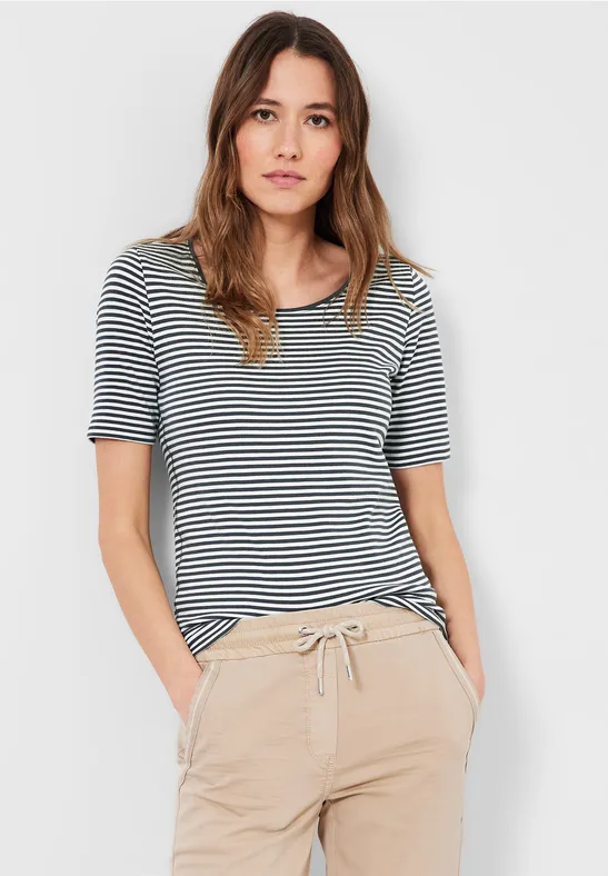 T-Shirt mit Streifenmuster easy khaki