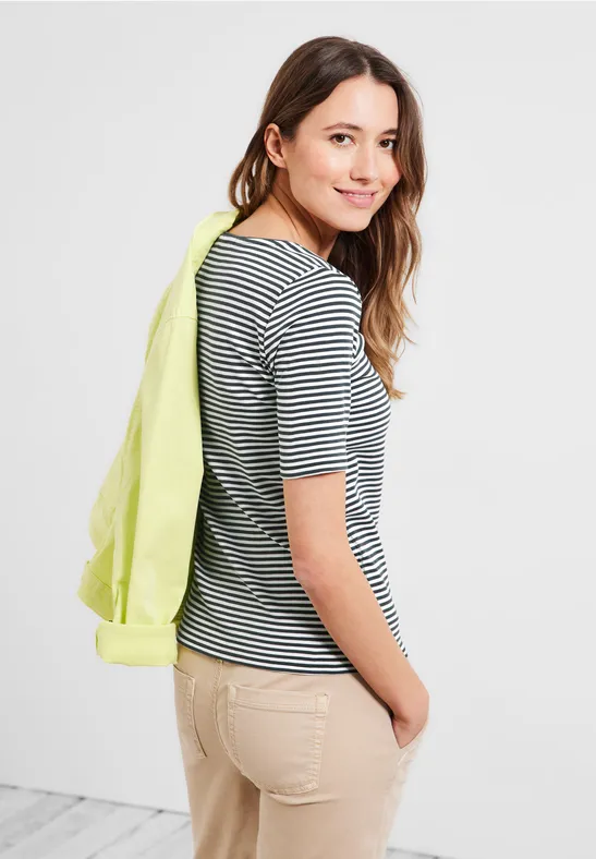 T-Shirt mit Streifenmuster easy khaki