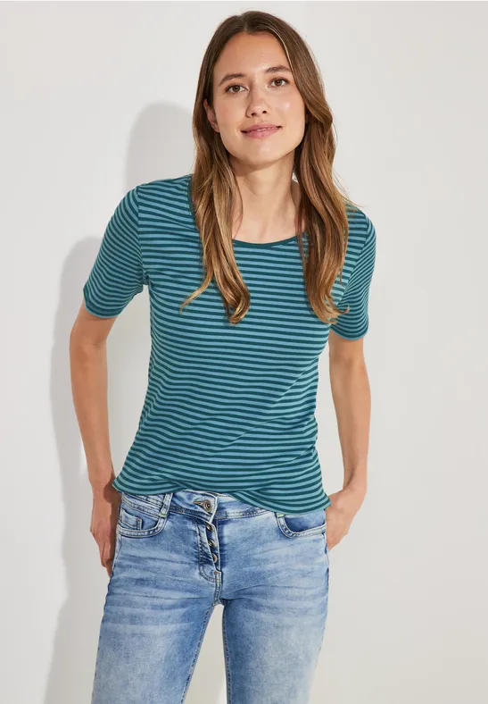 T-Shirt mit Streifenmuster deep lake green