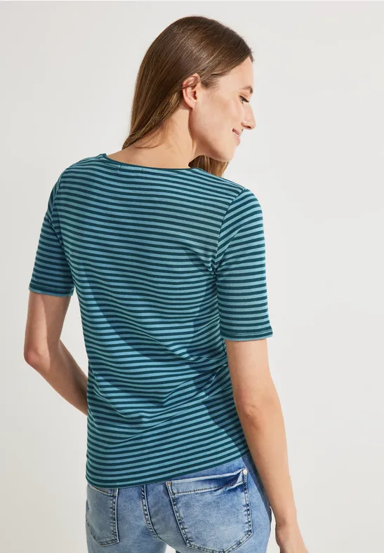 T-Shirt mit Streifenmuster deep lake green