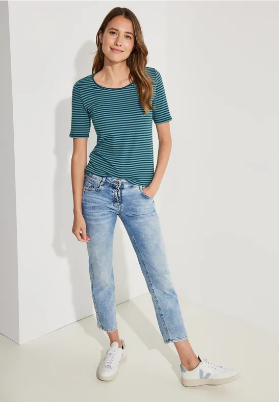 T-Shirt mit Streifenmuster deep lake green