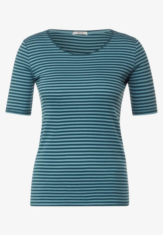 T-Shirt mit Streifenmuster deep lake green