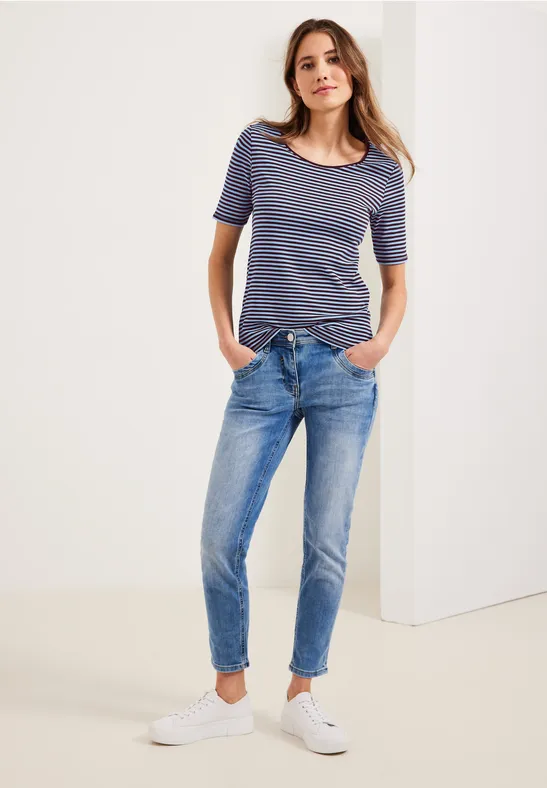 T-shirt met gestreept patroon wineberry red