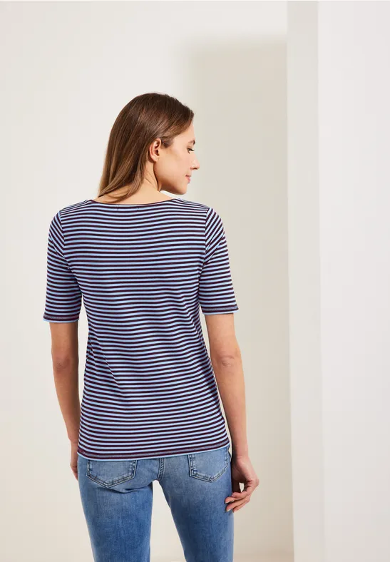 T-shirt met gestreept patroon wineberry red