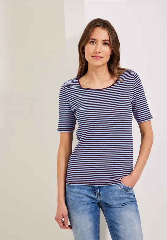 T-shirt met gestreept patroon wineberry red