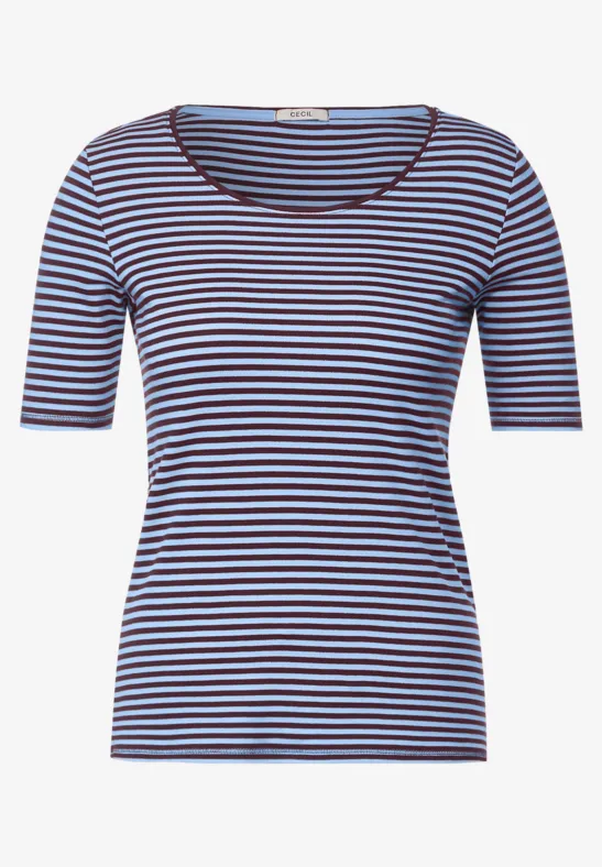 T-shirt met gestreept patroon wineberry red
