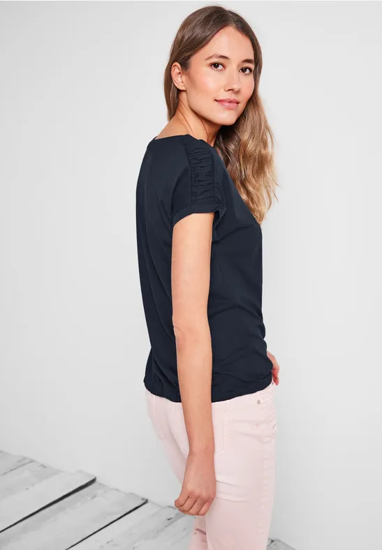 T-Shirt mit Raffdetails deep blue