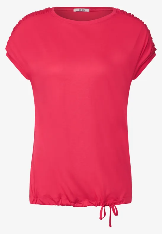T-Shirt mit Raffdetails strawberry red