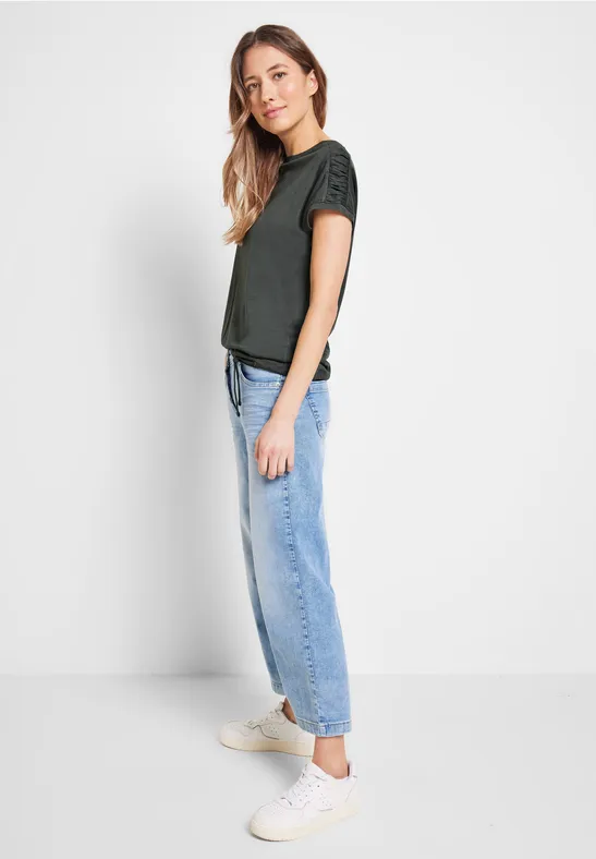 T-Shirt mit Raffdetails easy khaki