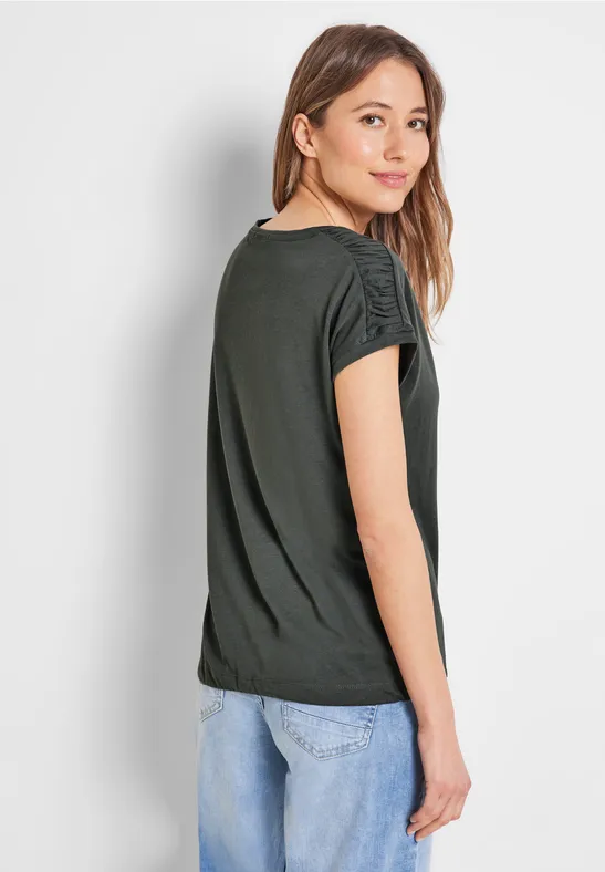 T-Shirt mit Raffdetails easy khaki