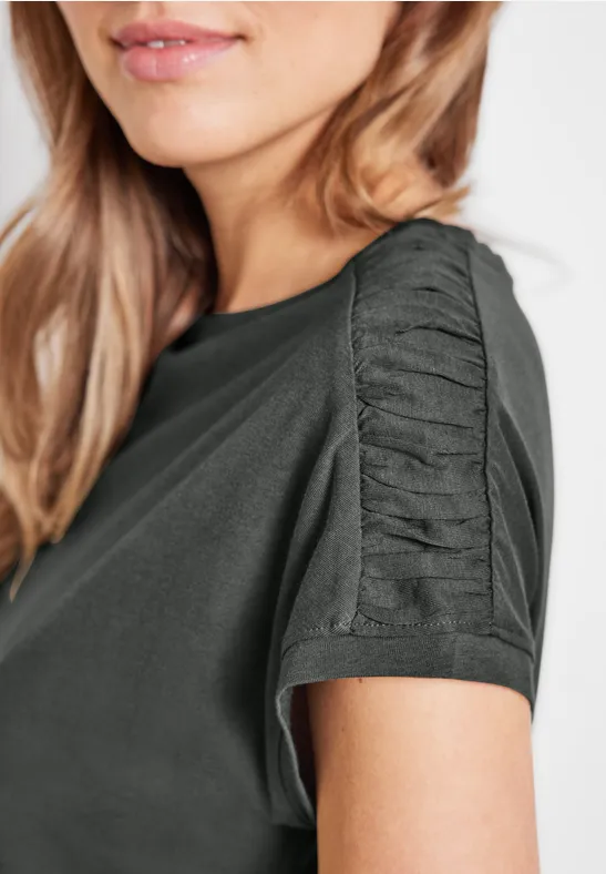 T-Shirt mit Raffdetails easy khaki