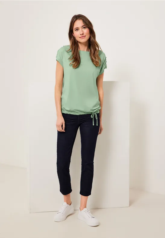 T-Shirt mit Raffdetails fresh salvia green