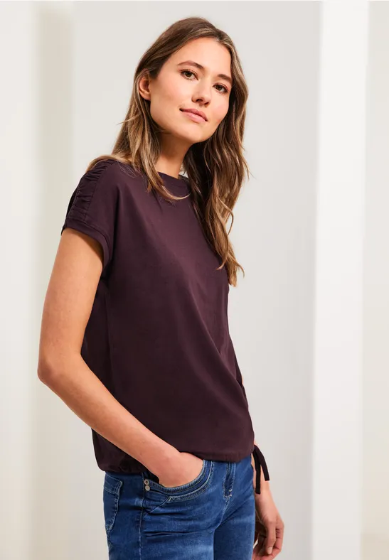 T-Shirt mit Raffdetails wineberry red