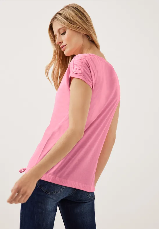 T-shirt met plooien soft pink