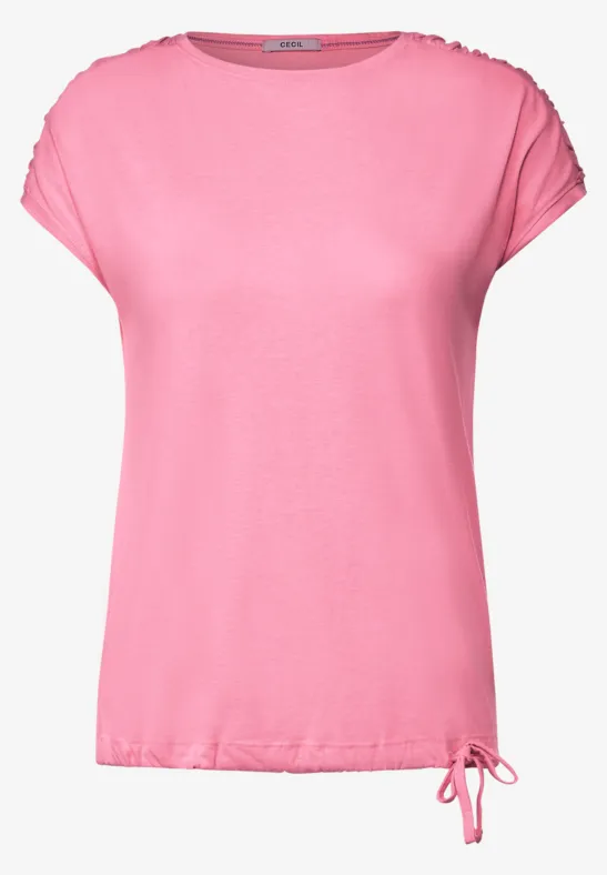 T-shirt met plooien soft pink