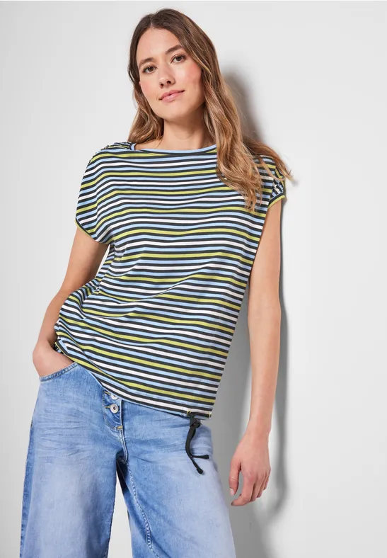 Streifenshirt mit Raffungen easy khaki