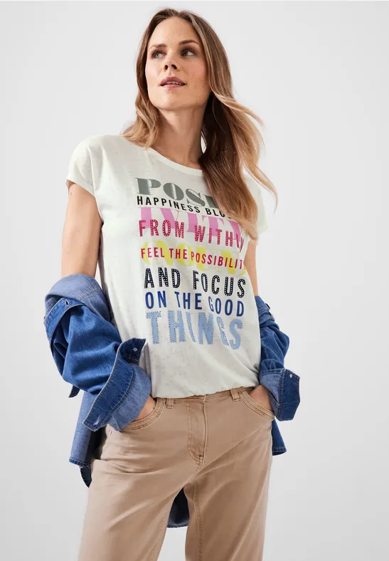 T-shirt burn-out burn out vanilla white