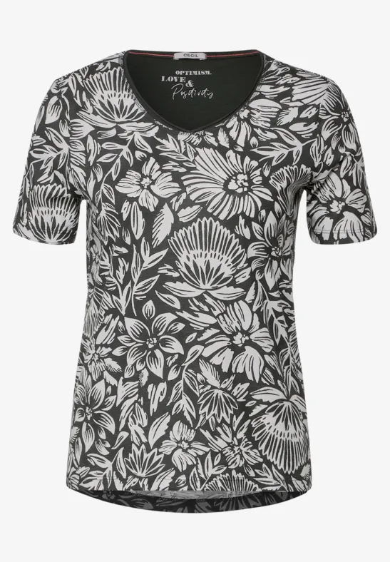 T-shirt avec motif floral easy khaki