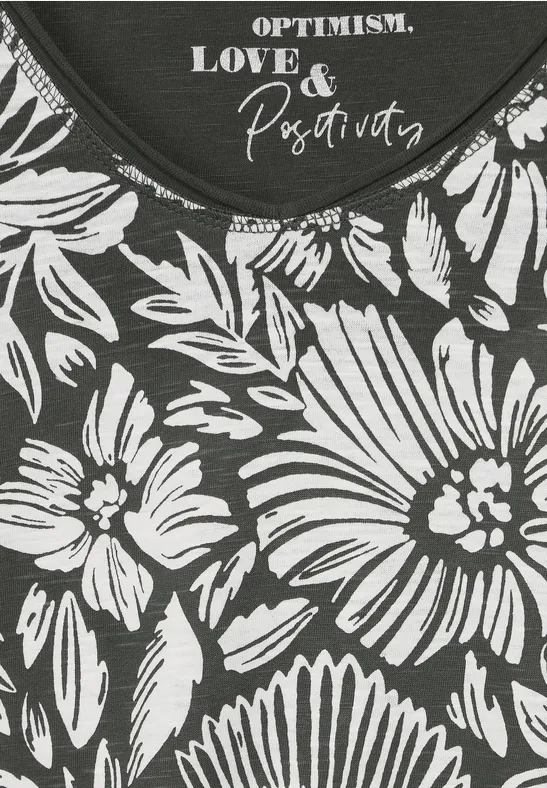 T-shirt avec motif floral easy khaki