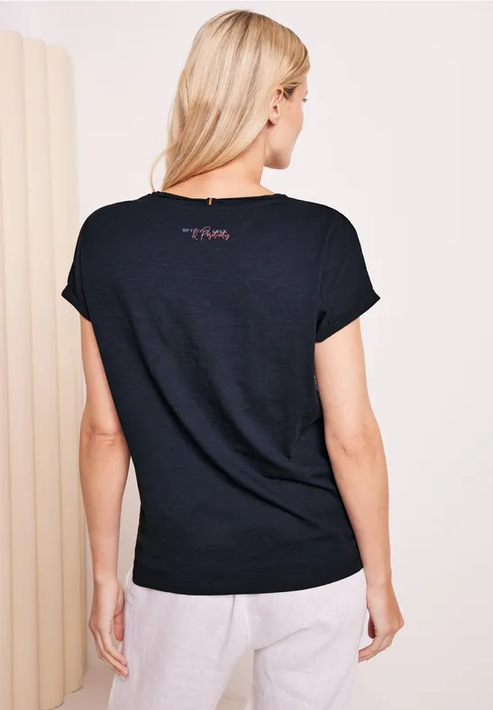 T-shirt avec imprimé sur le devant deep blue