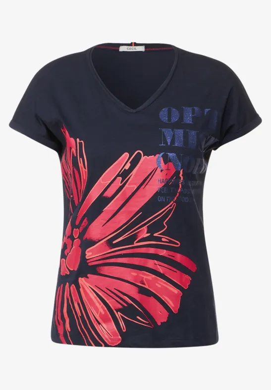 T-shirt avec imprimé sur le devant deep blue