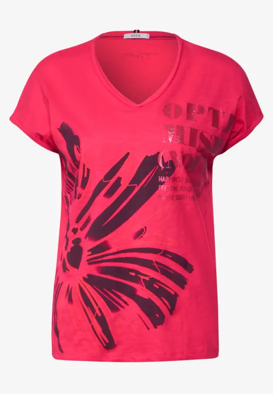 Shirt met fotoprint strawberry red