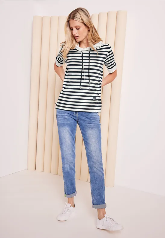 Gestreept shirt met capuchon deep blue