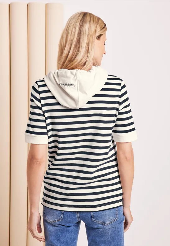 Gestreept shirt met capuchon deep blue