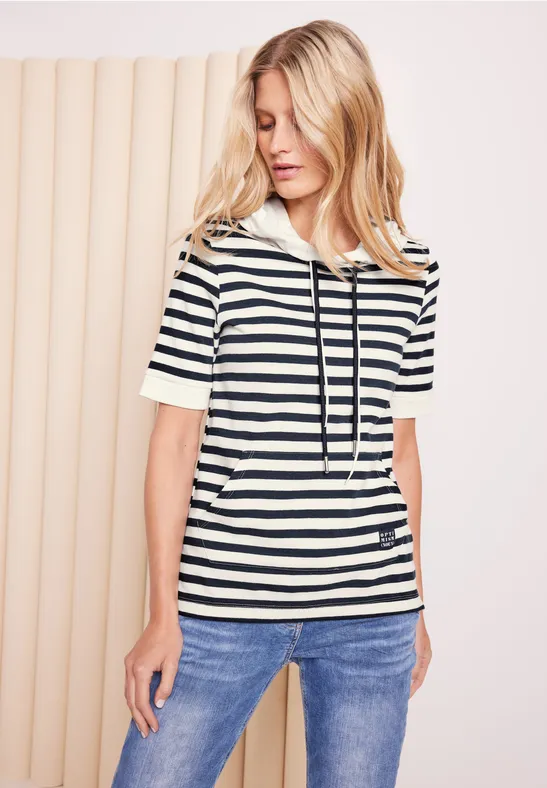 Gestreept shirt met capuchon deep blue