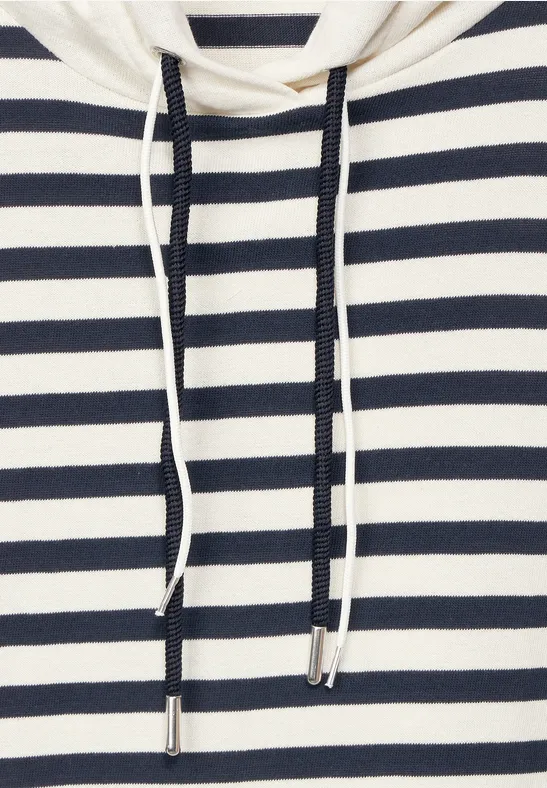 Gestreept shirt met capuchon deep blue