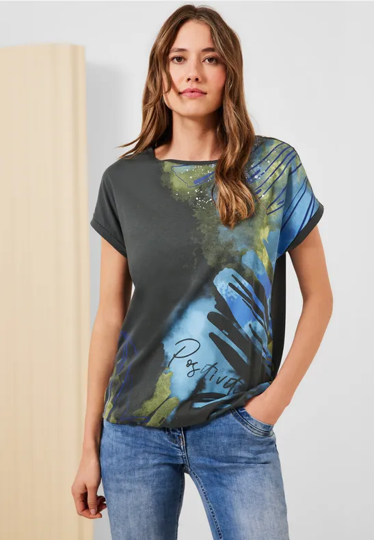 Shirt met print easy khaki