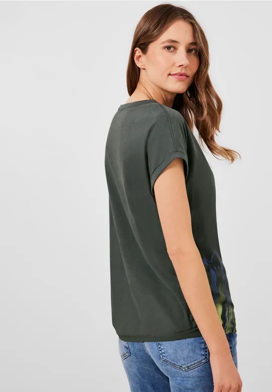 Shirt met print easy khaki