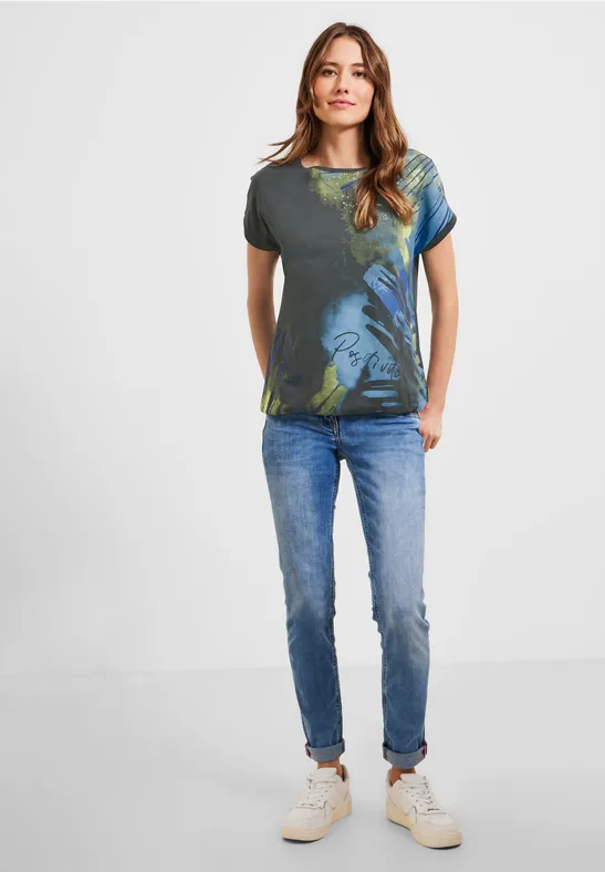 Shirt met print easy khaki