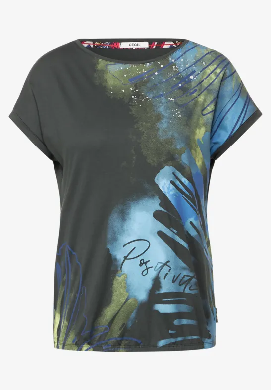 Shirt met print easy khaki