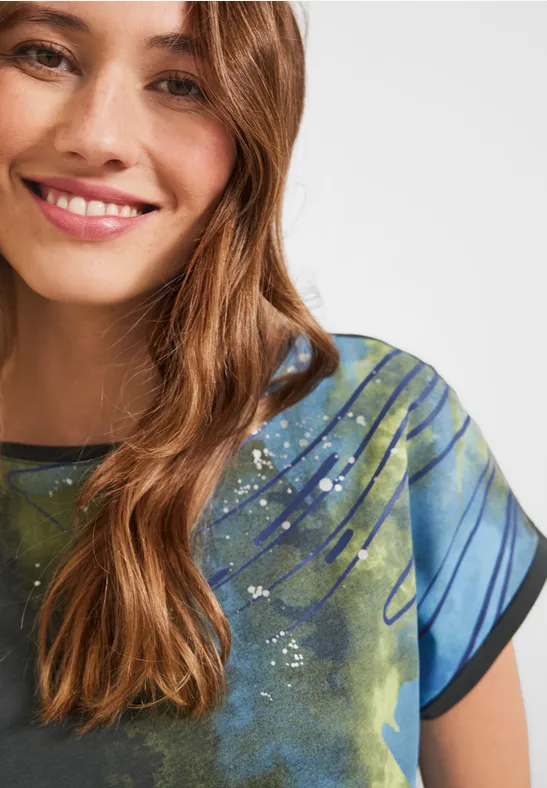Shirt met print easy khaki