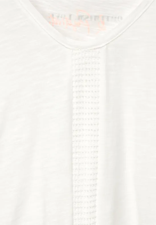 T-Shirt mit Spitzeneinsätzen vanilla white