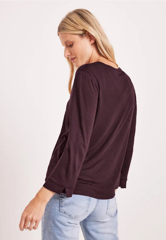 Shirtjas in effen kleur wineberry red